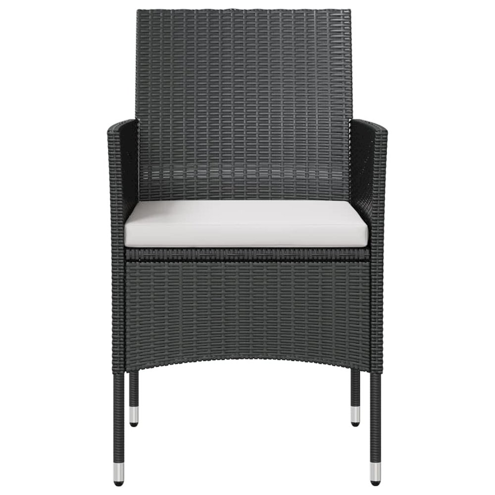Garden Lounge Set Black PE rattan, powder-coated steel, glass. Picture 7