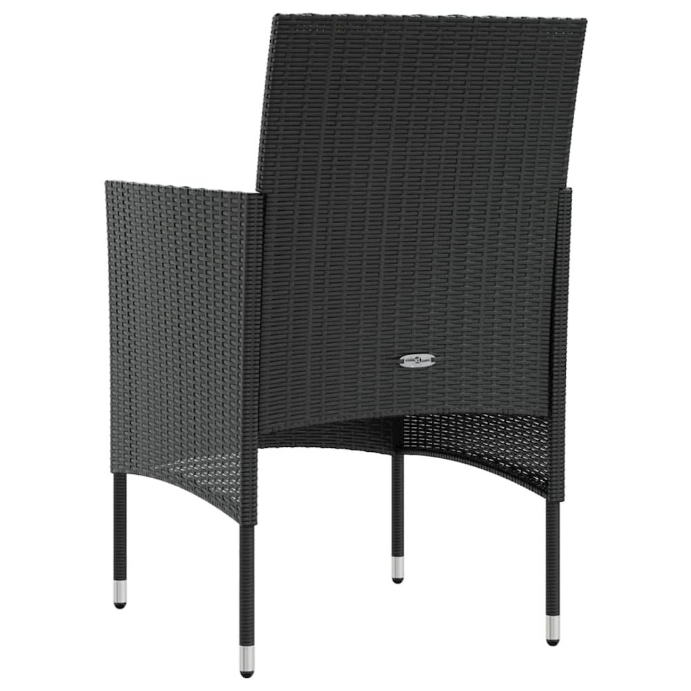 Garden Lounge Set Black PE rattan, powder-coated steel, glass. Picture 8
