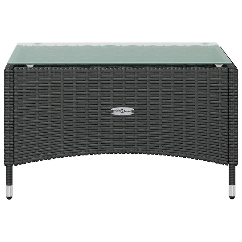 Garden Lounge Set Black PE rattan, powder-coated steel, glass. Picture 10