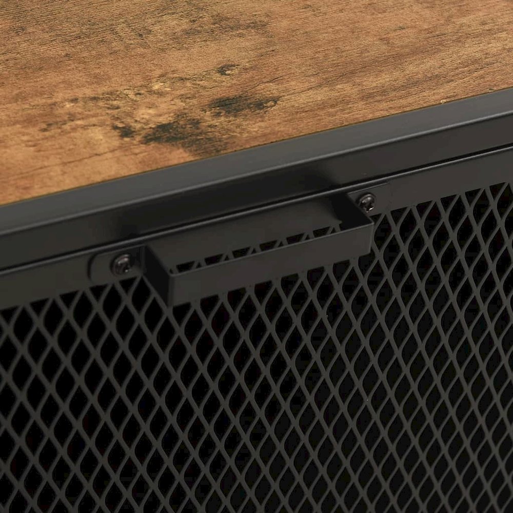 Storage Cabinet Set of 2 Rustic brown Metal and MDF Medium. Picture 9