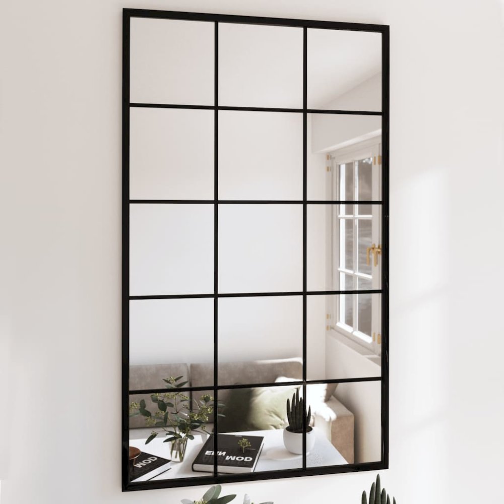 Mirror Black Metal, Glass 39.4x23.6 in Mirror Rectangular. Picture 1