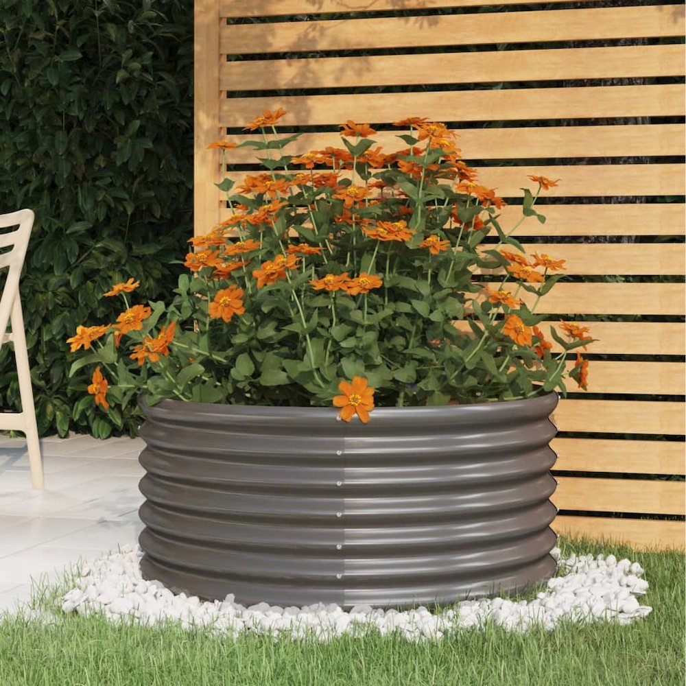 Garden Planter Grey Powder-coated steel Large Garden Planter. Picture 1