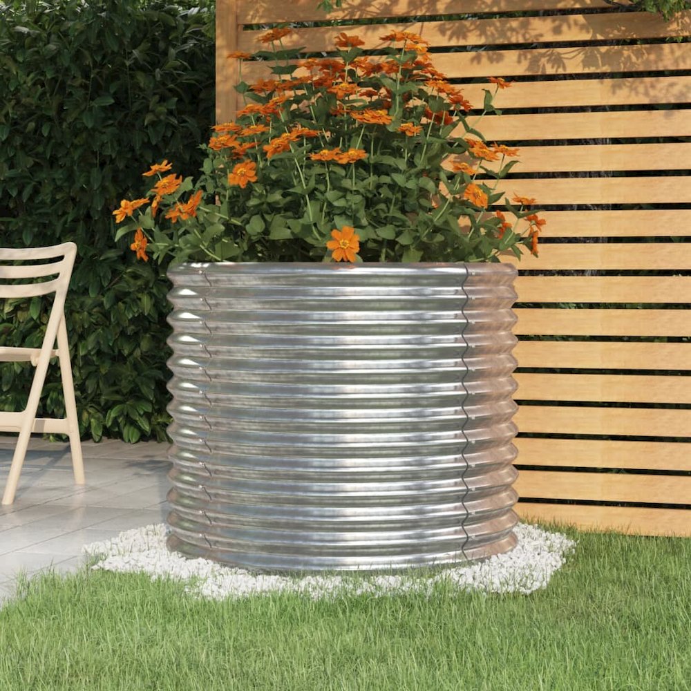 Garden Planter Silver Powder-coated steel 31.5 x 26.8 in Durable. Picture 1