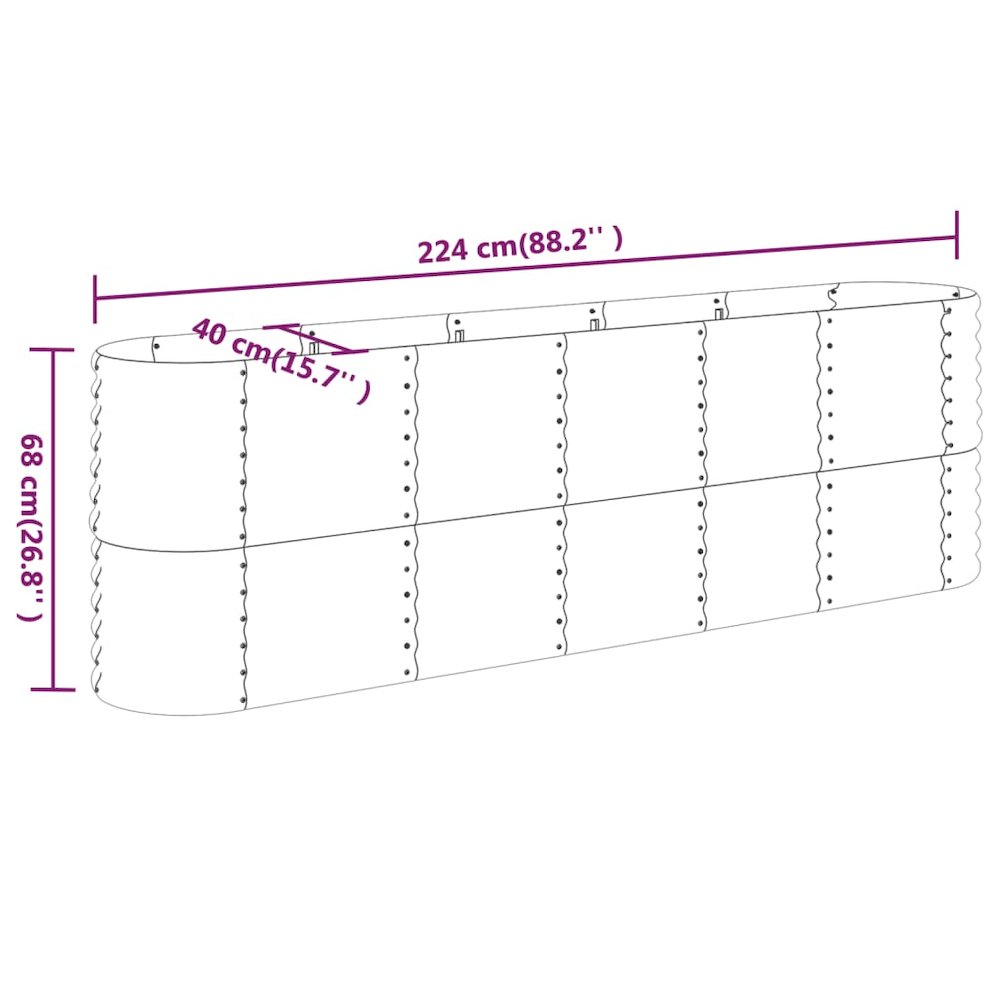 Garden Raised Bed Silver Powder-coated steel Large Durable. Picture 6