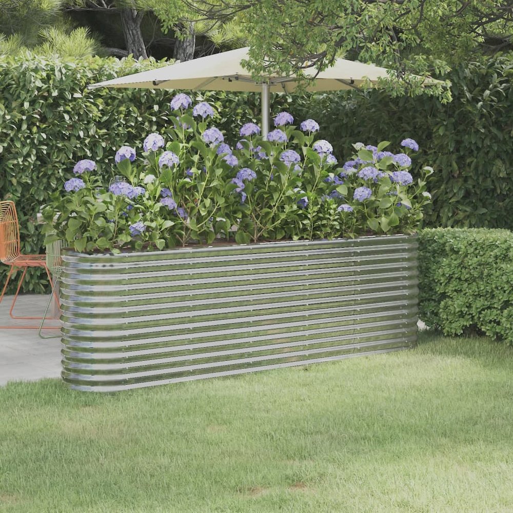 Garden Raised Bed Silver Powder-coated steel Large Durable. Picture 1