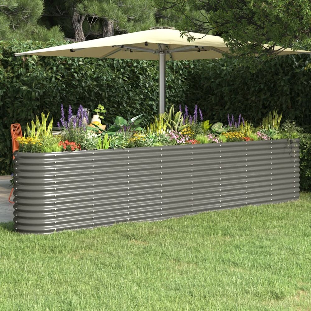 Garden Raised Bed Grey Powder-coated steel 130.7 x 15.7 x 26.8 in. Picture 1