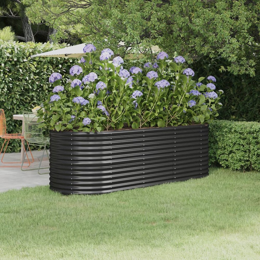 Garden Raised Bed Anthracite Powder-coated steel Large Durable. Picture 1