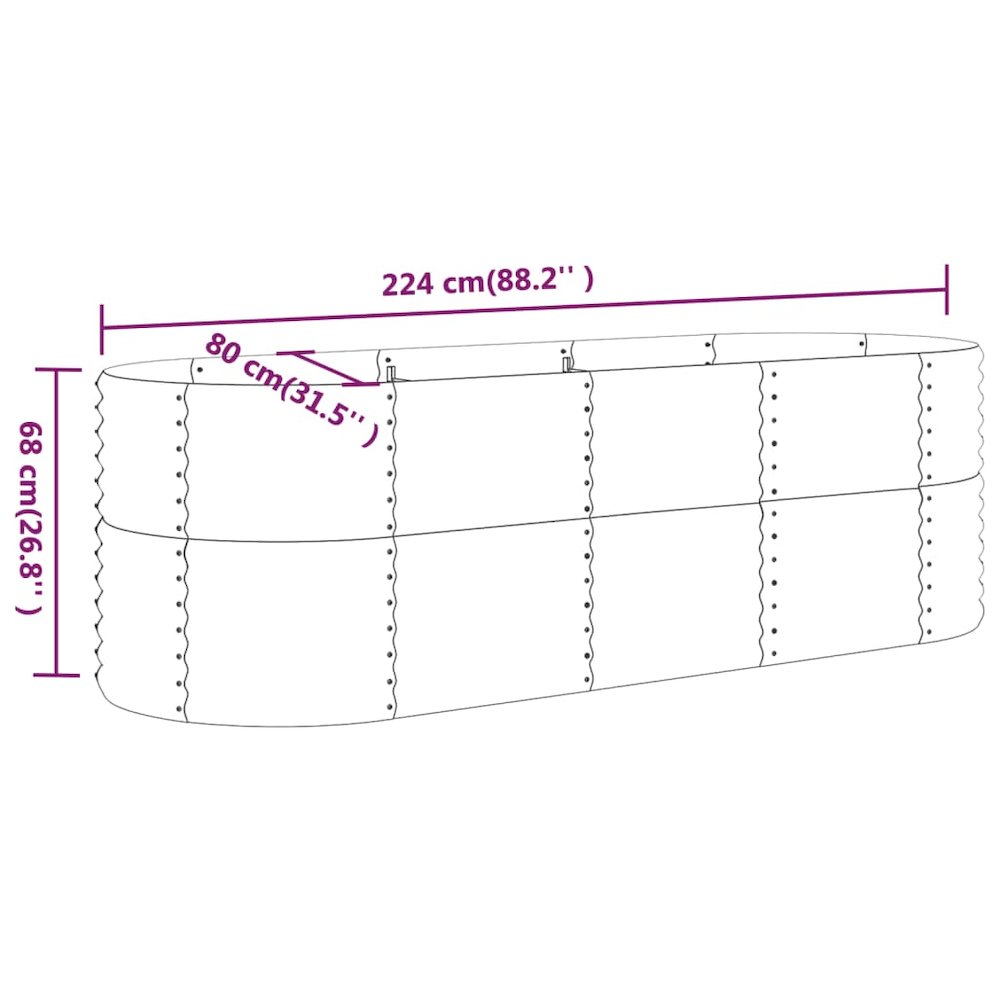 Garden Raised Bed Silver Powder-coated steel Medium Durable. Picture 6