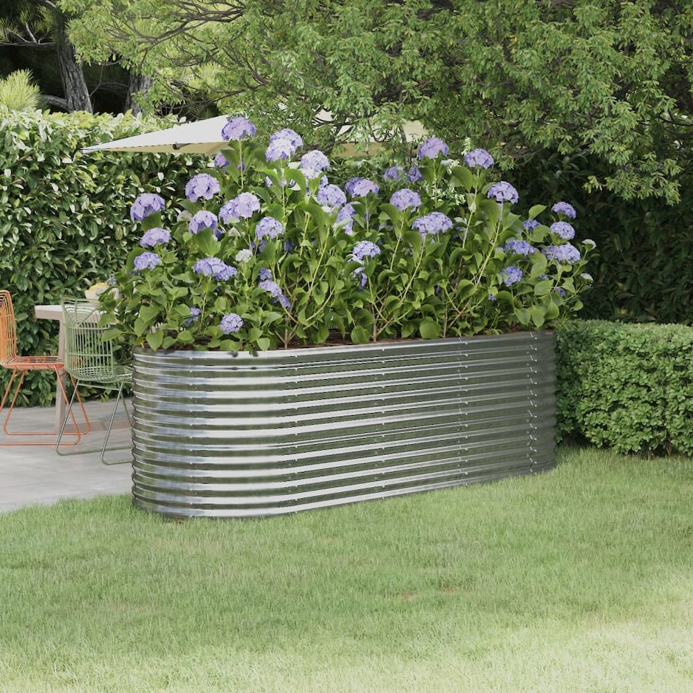 Garden Raised Bed Silver Powder-coated steel Medium Durable. Picture 1