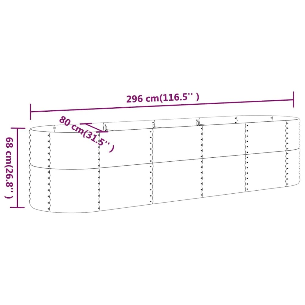 Garden Raised Bed Grey Powder-coated steel Large Durable. Picture 6