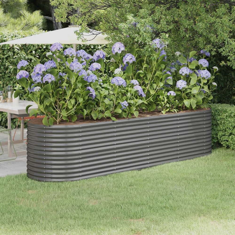 Garden Raised Bed Grey Powder-coated steel Large Durable. Picture 1