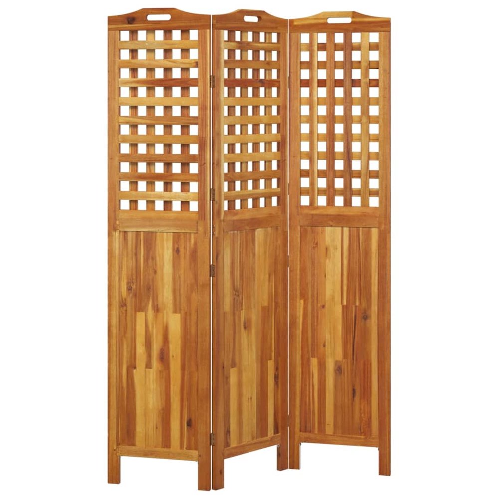 3-Panel Room Divider 47.8"x0.8"x70.9" Solid Wood Acacia. Picture 4