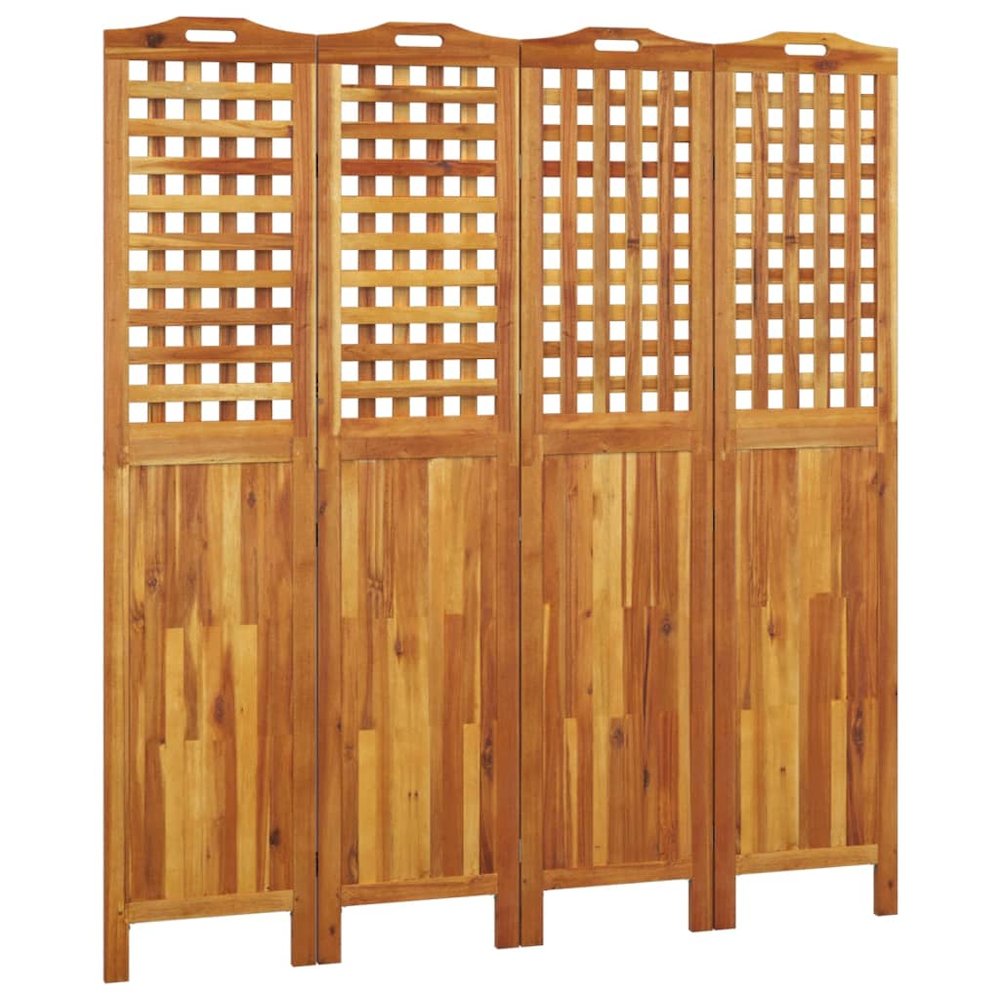 4-Panel Room Divider 63.8"x0.8"x70.9" Solid Wood Acacia. Picture 2