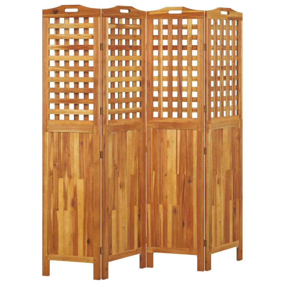 4-Panel Room Divider 63.8"x0.8"x70.9" Solid Wood Acacia. Picture 4