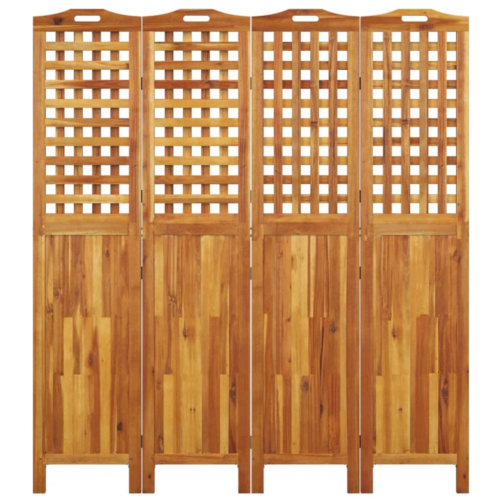 4-Panel Room Divider 63.8"x0.8"x70.9" Solid Wood Acacia. Picture 5