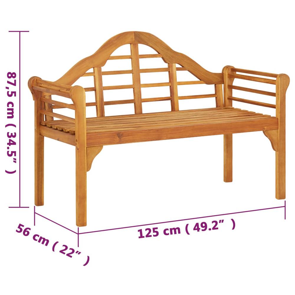 Garden Bench Brown Solid Acacia Wood Medium Ergonomic. Picture 6