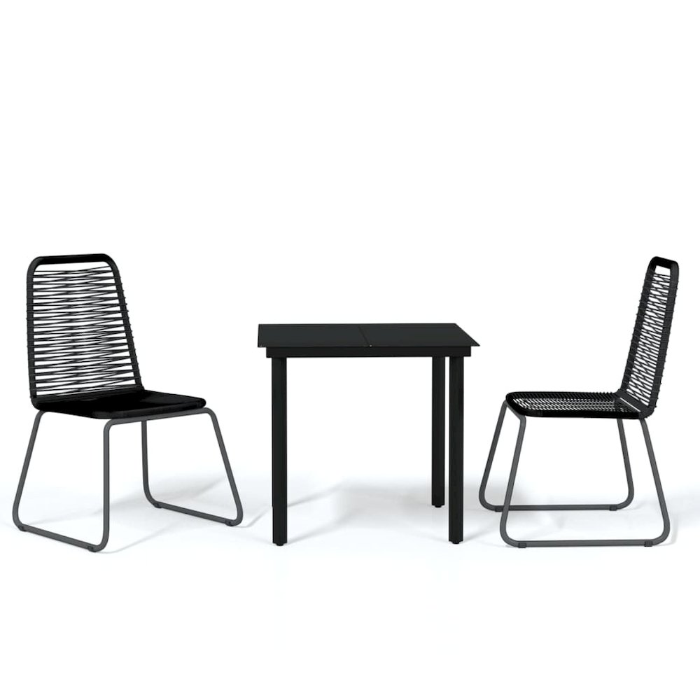 Garden Dining Set Black Powder-coated steel, glass, PE rattan. Picture 2