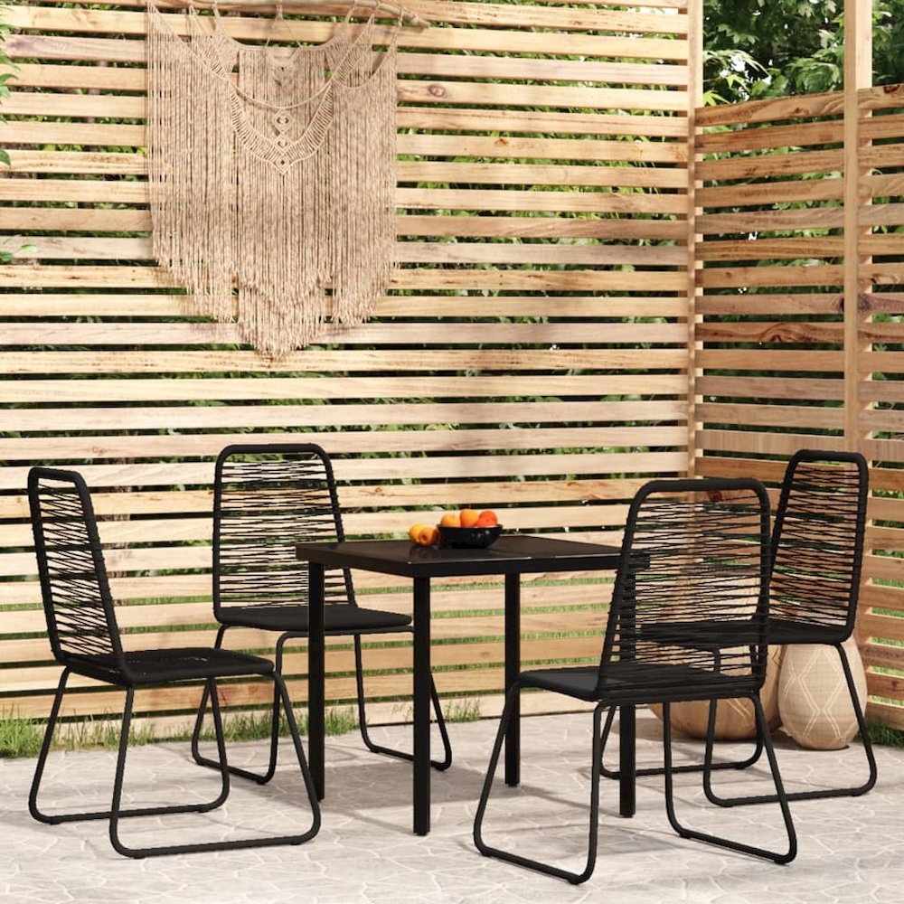Garden Dining Set Black Powder-coated steel Standard. Picture 1