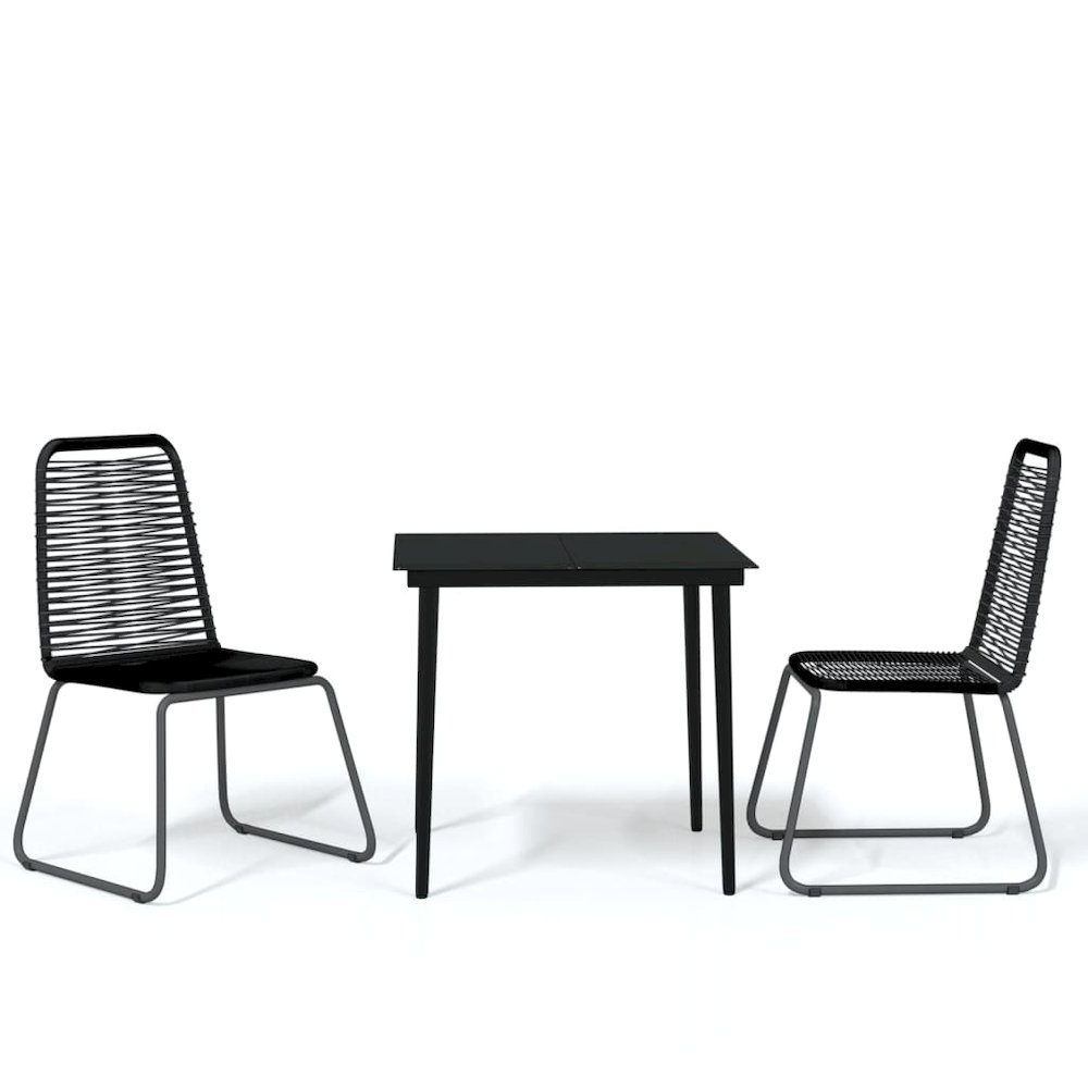 Garden Dining Set Black Powder-coated steel, glass, PE rattan. Picture 2