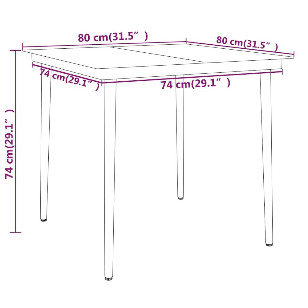 Garden Dining Set Black Powder-coated steel, glass, PE rattan. Picture 8
