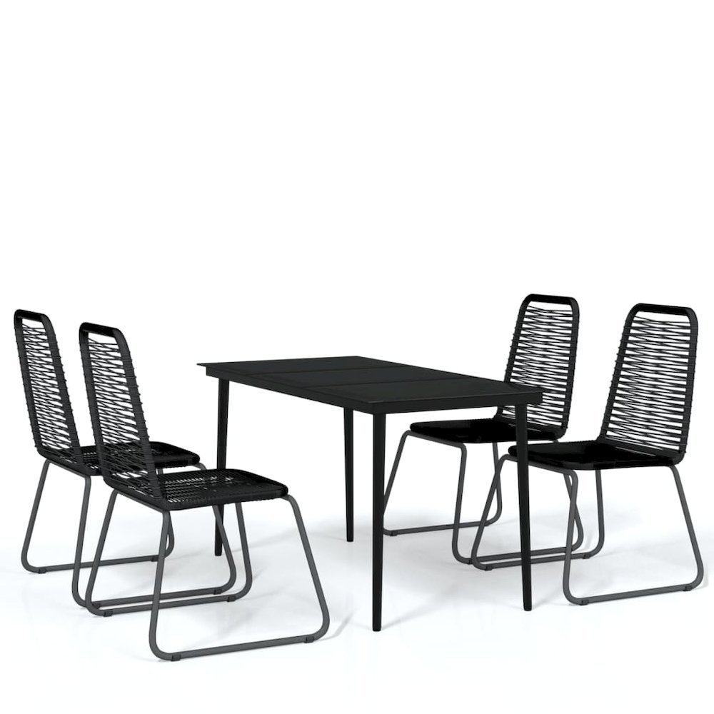 Garden Dining Set Black Powder-coated steel 5 piece set. Picture 2