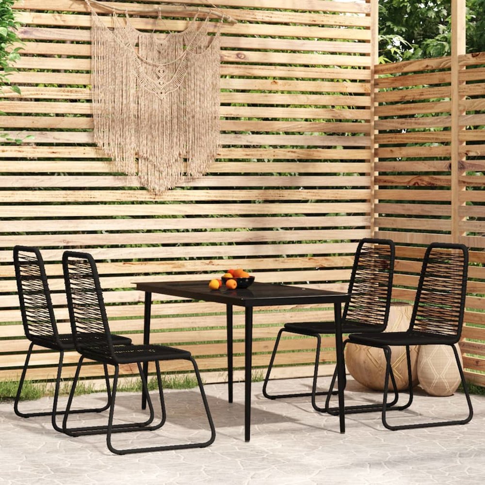 Garden Dining Set Black Powder-coated steel 5 piece set. Picture 1