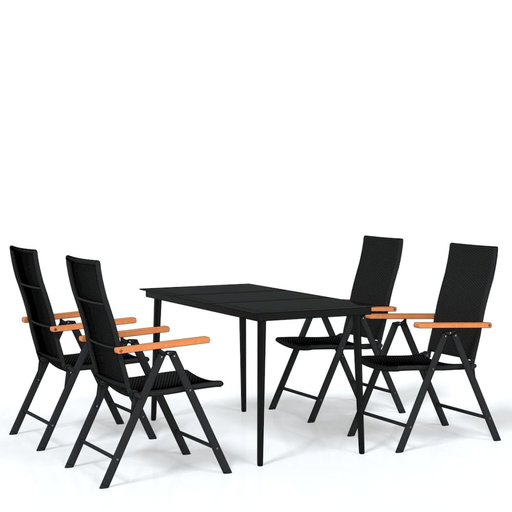 Garden Dining Set Black Powder-coated steel Medium Foldable. Picture 2