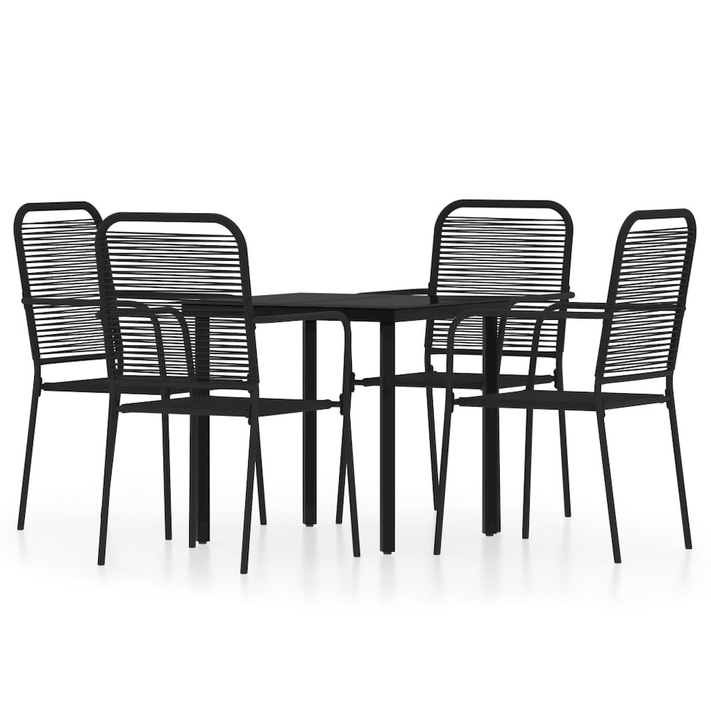 Dining Set Black Powder-coated steel, glass, cotton rope Medium. Picture 2