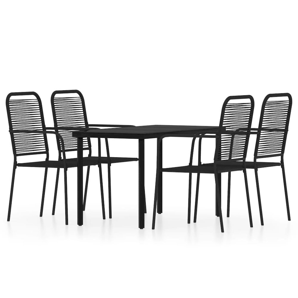 Dining Set Black Powder-Coated Steel Medium Durable. Picture 2