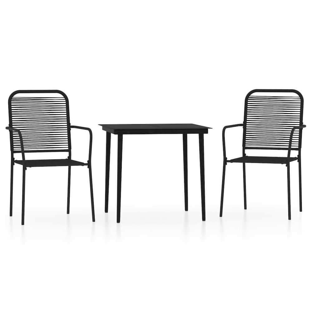 Dining Set Black Steel Medium Durable Garden Dining Set. Picture 2