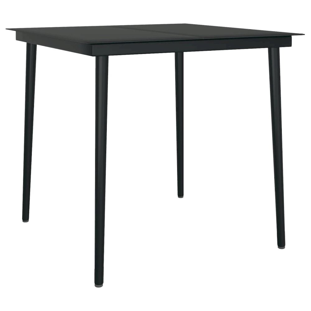 Dining Set Black Steel Medium Durable Garden Dining Set. Picture 5