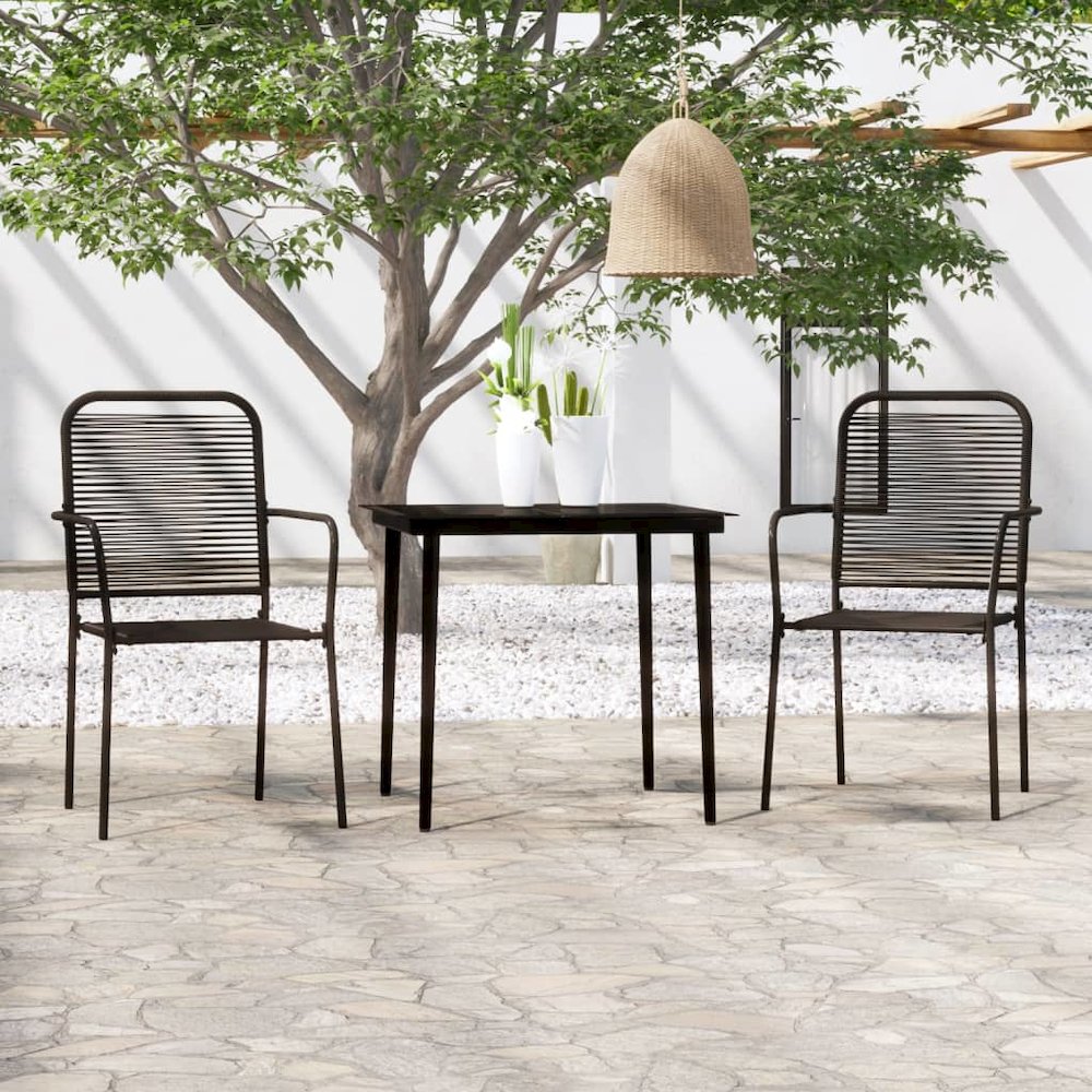 Dining Set Black Steel Medium Durable Garden Dining Set. Picture 1