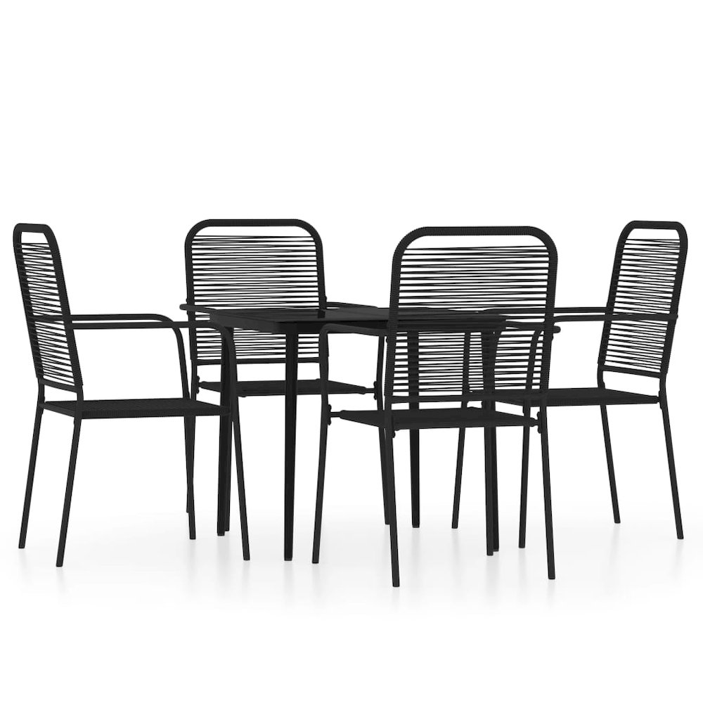 Dining Set Black Powder-coated steel, glass, cotton rope Standard. Picture 2