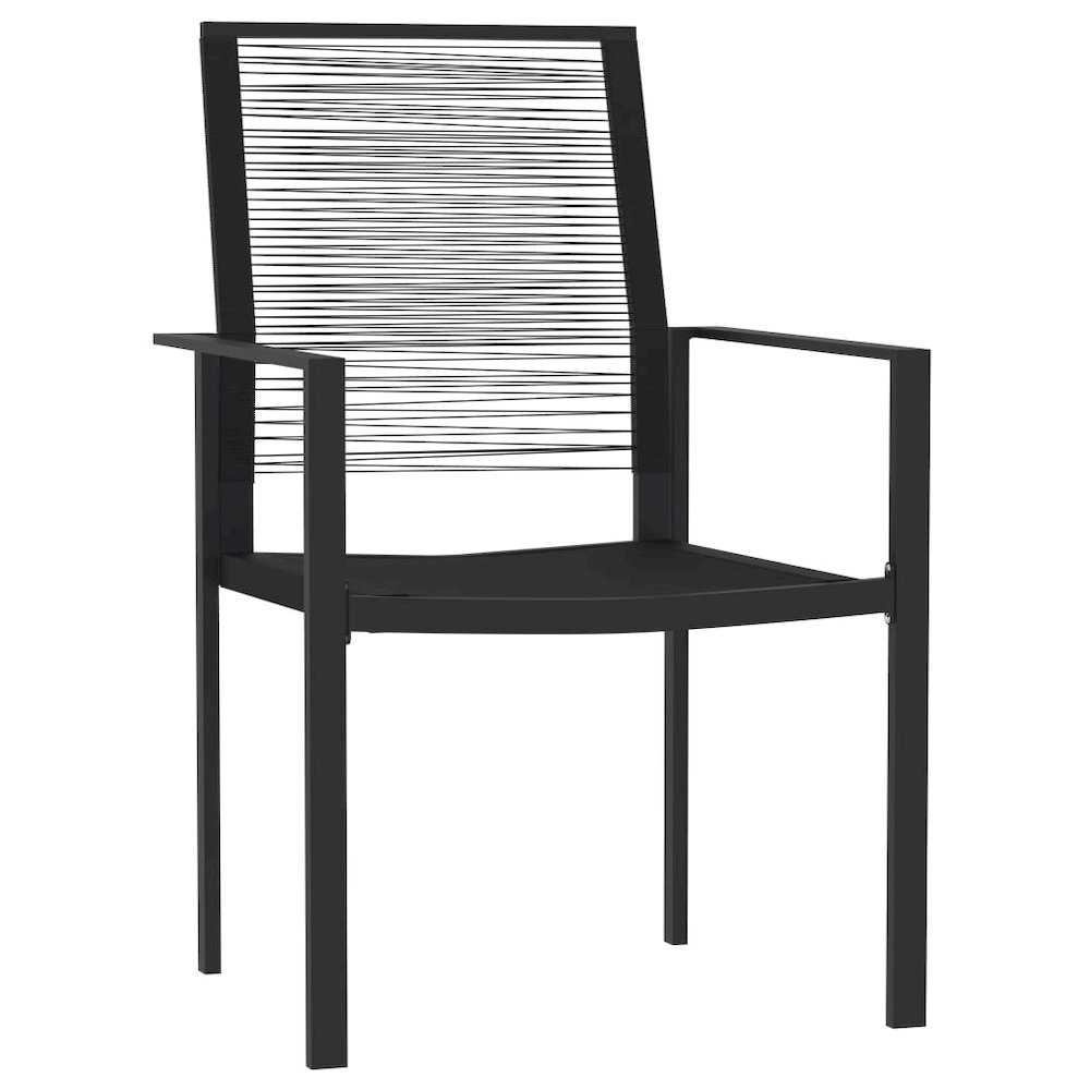 Dining Set Black Powder-Coated Steel, PVC hollow rattan, Glass. Picture 3