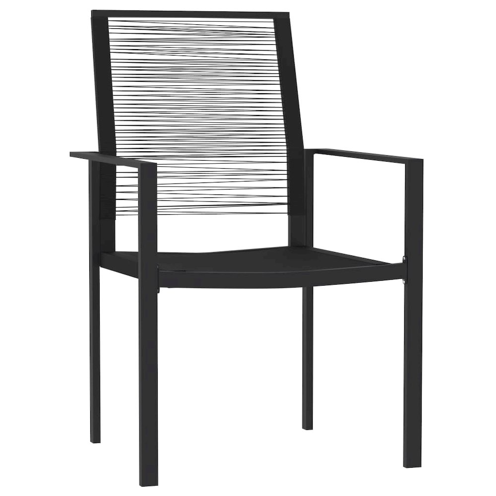 Dining Set Black Powder-Coated Steel, Glass, PVC Hollow Rattan. Picture 3