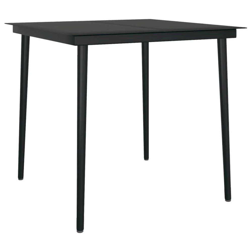 Dining Set Black Powder-Coated Steel, Glass, PVC Hollow Rattan. Picture 5