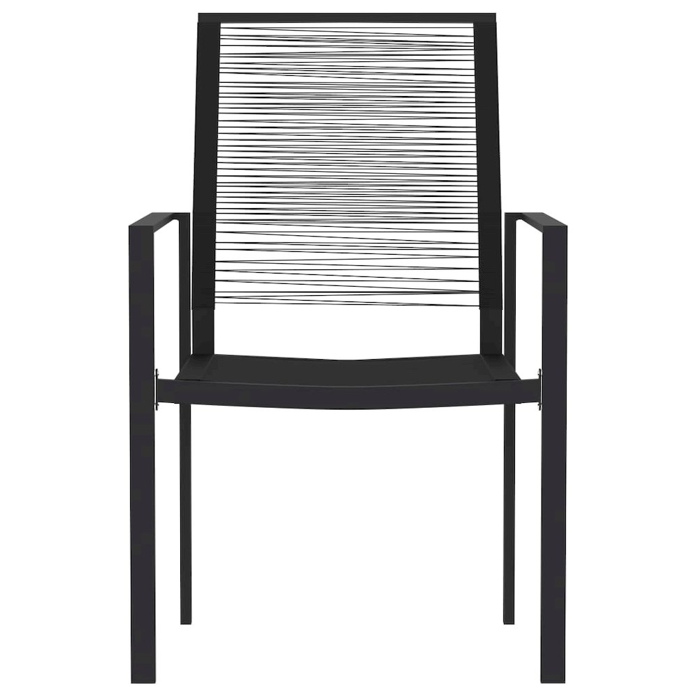 Dining Set Black Powder-coated Steel, Glass, PVC hollow rattan. Picture 4