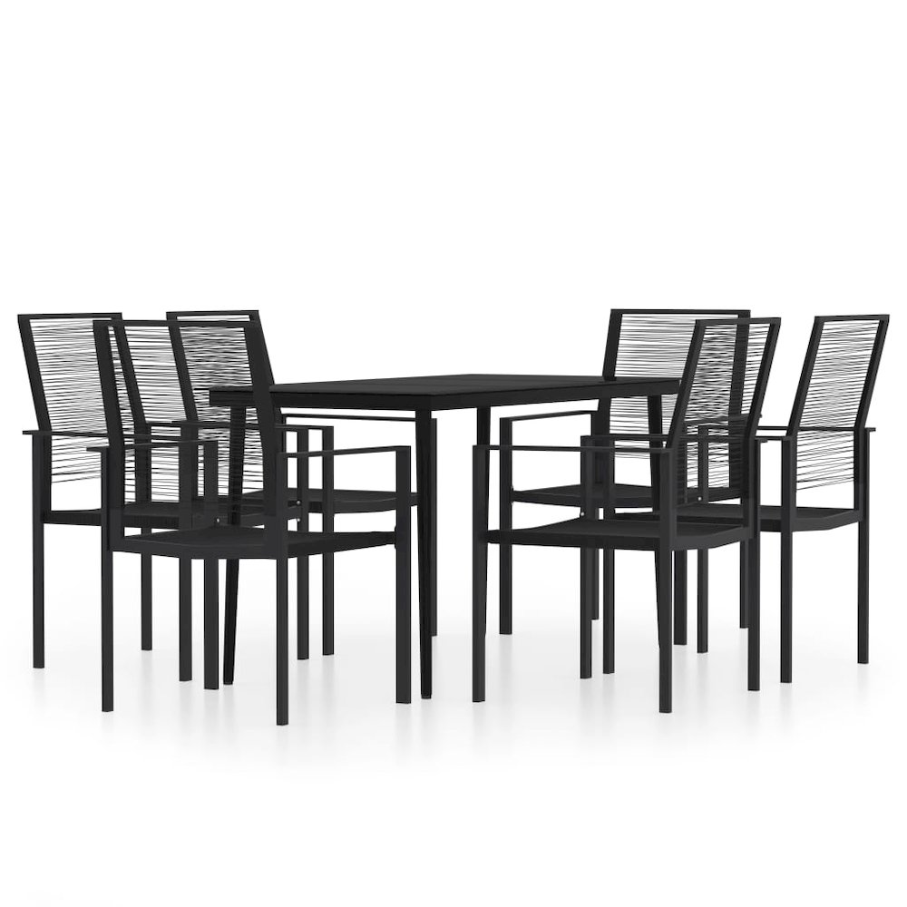 Dining Set Black Powder-coated steel Large Durable Dining Set. Picture 2