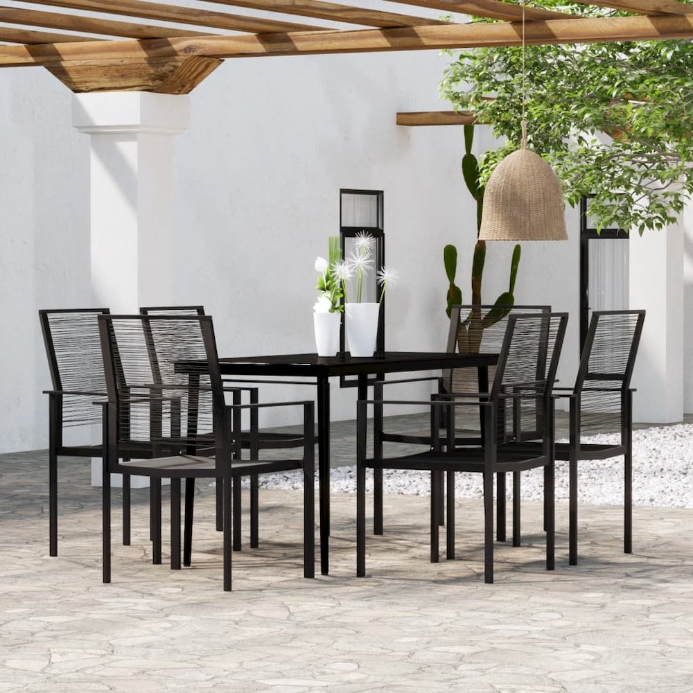 Dining Set Black Powder-coated steel Large Durable Dining Set. Picture 1