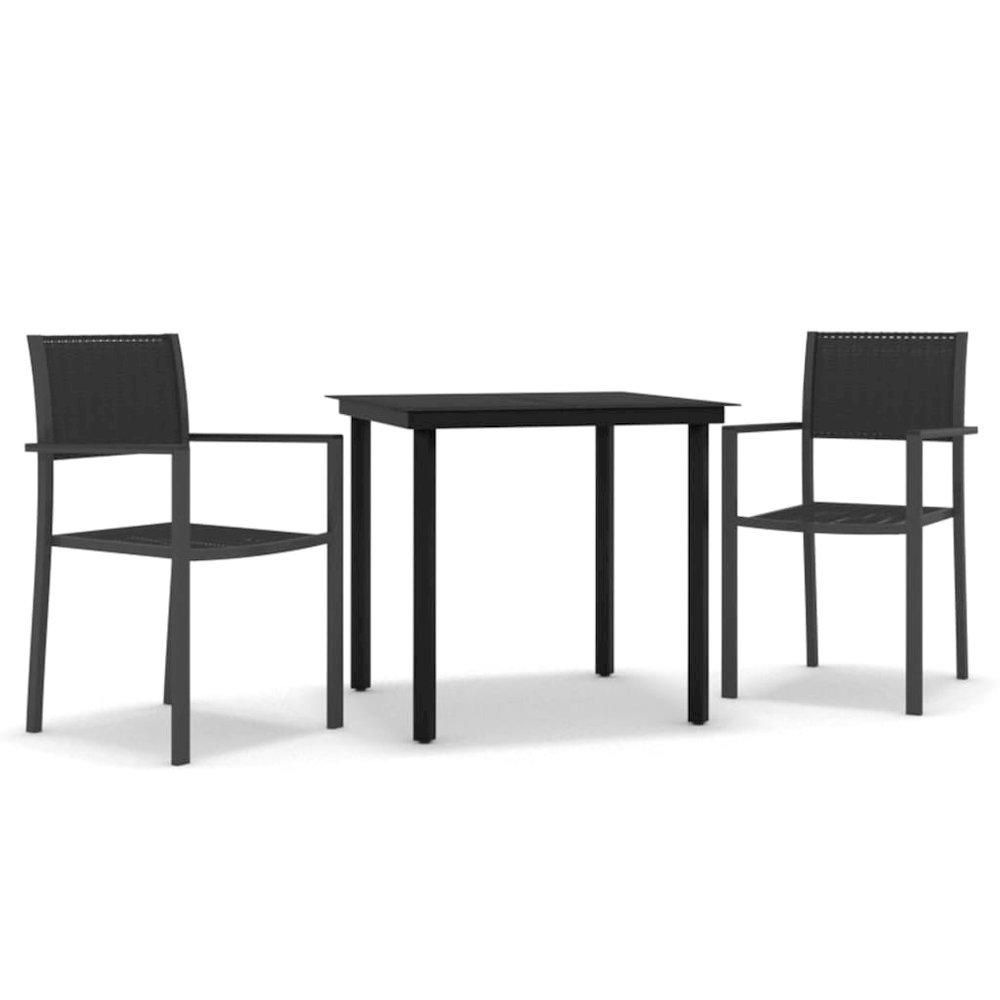 Garden Dining Set Black Powder-Coated Steel Standard Durable. Picture 2