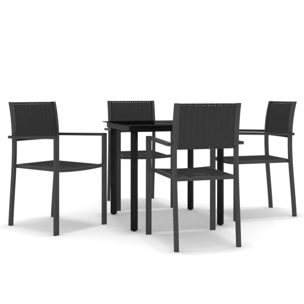 Garden Dining Set Black Powder-coated steel, plastic, glass. Picture 2