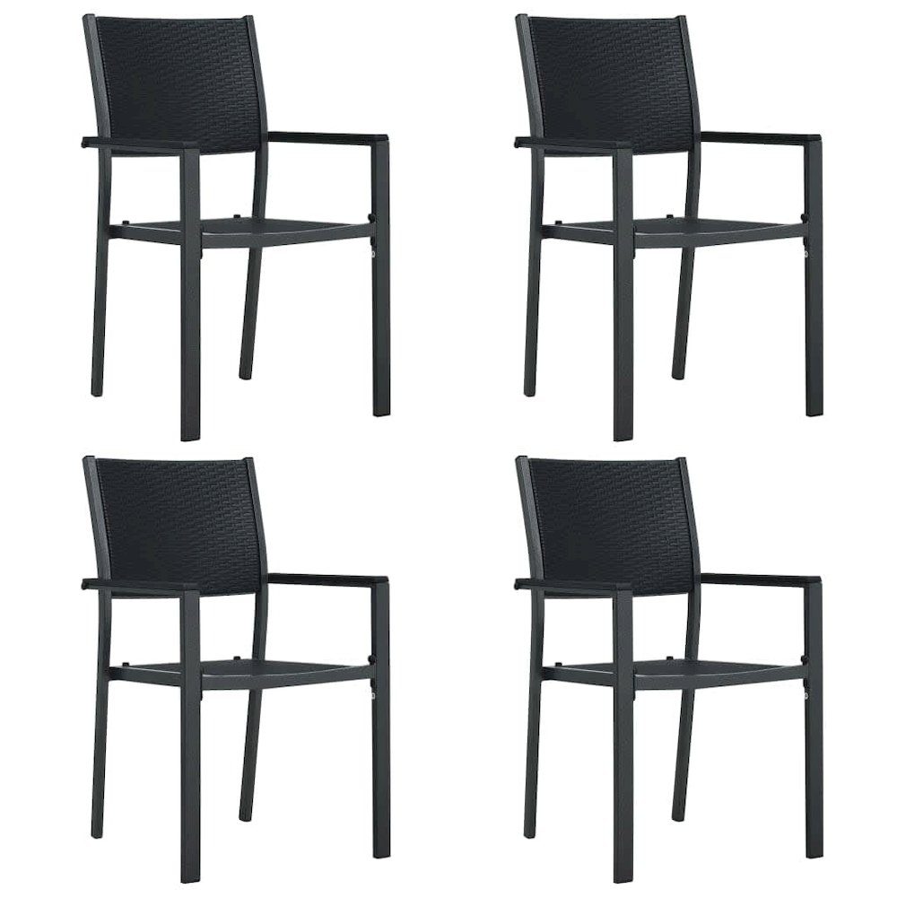 Garden Dining Set Black Powder-coated steel, plastic, glass. Picture 3