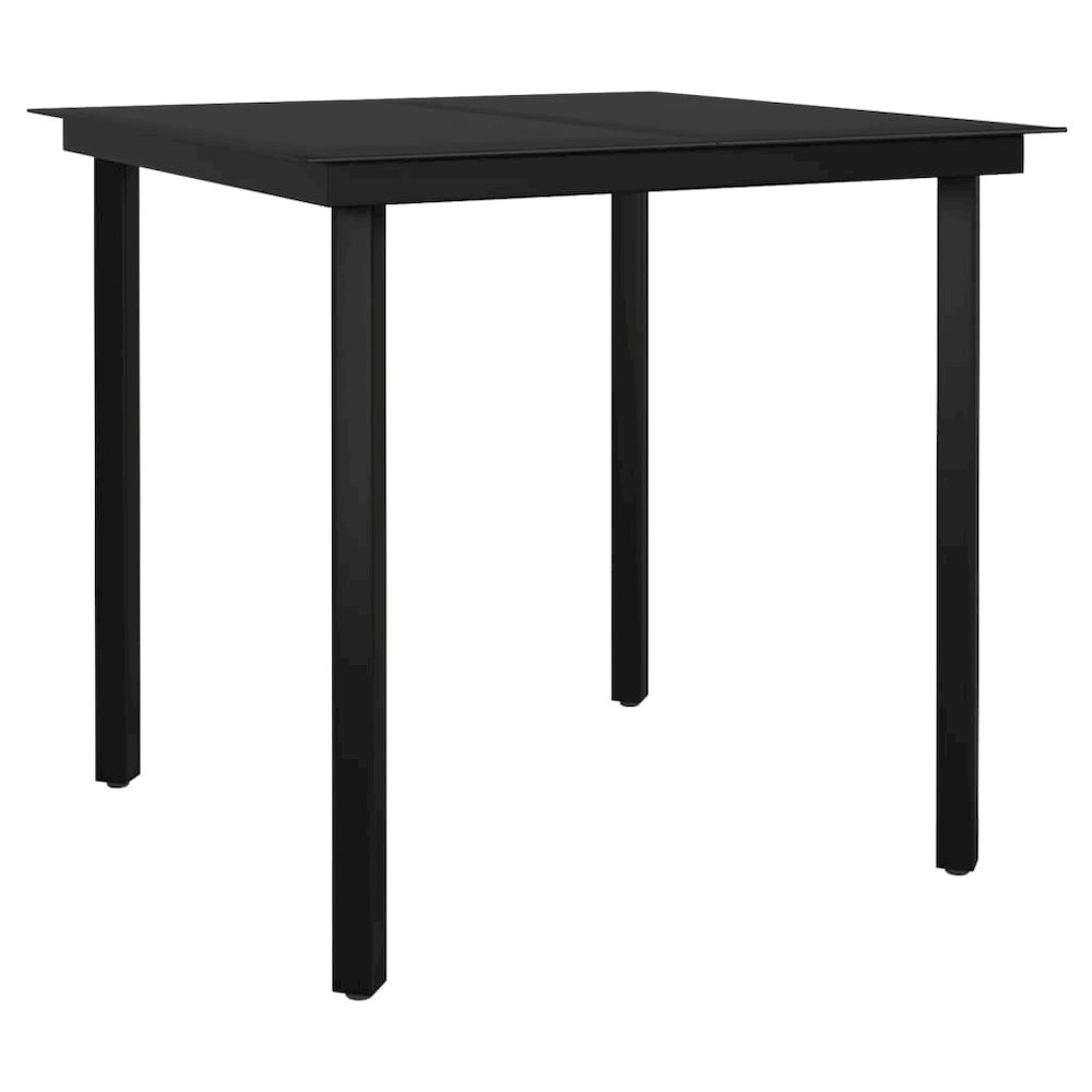 Garden Dining Set Black Powder-coated steel, plastic, glass. Picture 11