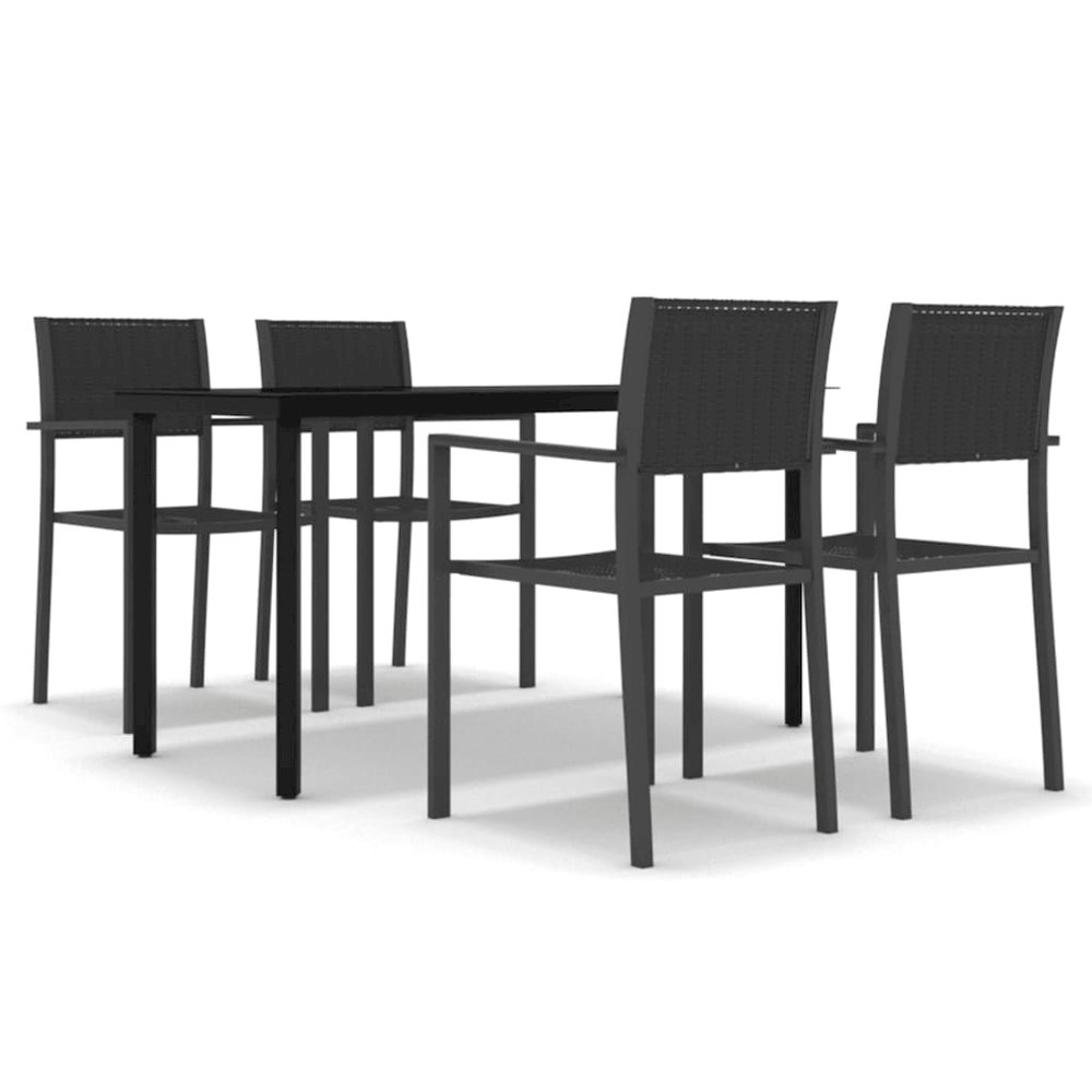 Garden Dining Set Black Powder-coated steel, plastic, glass. Picture 2