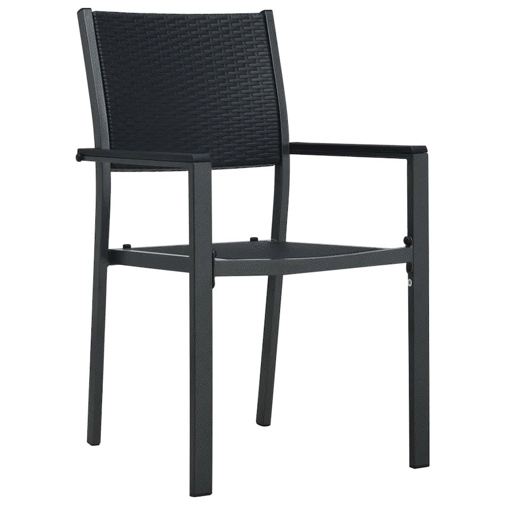 Garden Dining Set Black Powder-coated steel, glass, plastic Large. Picture 3