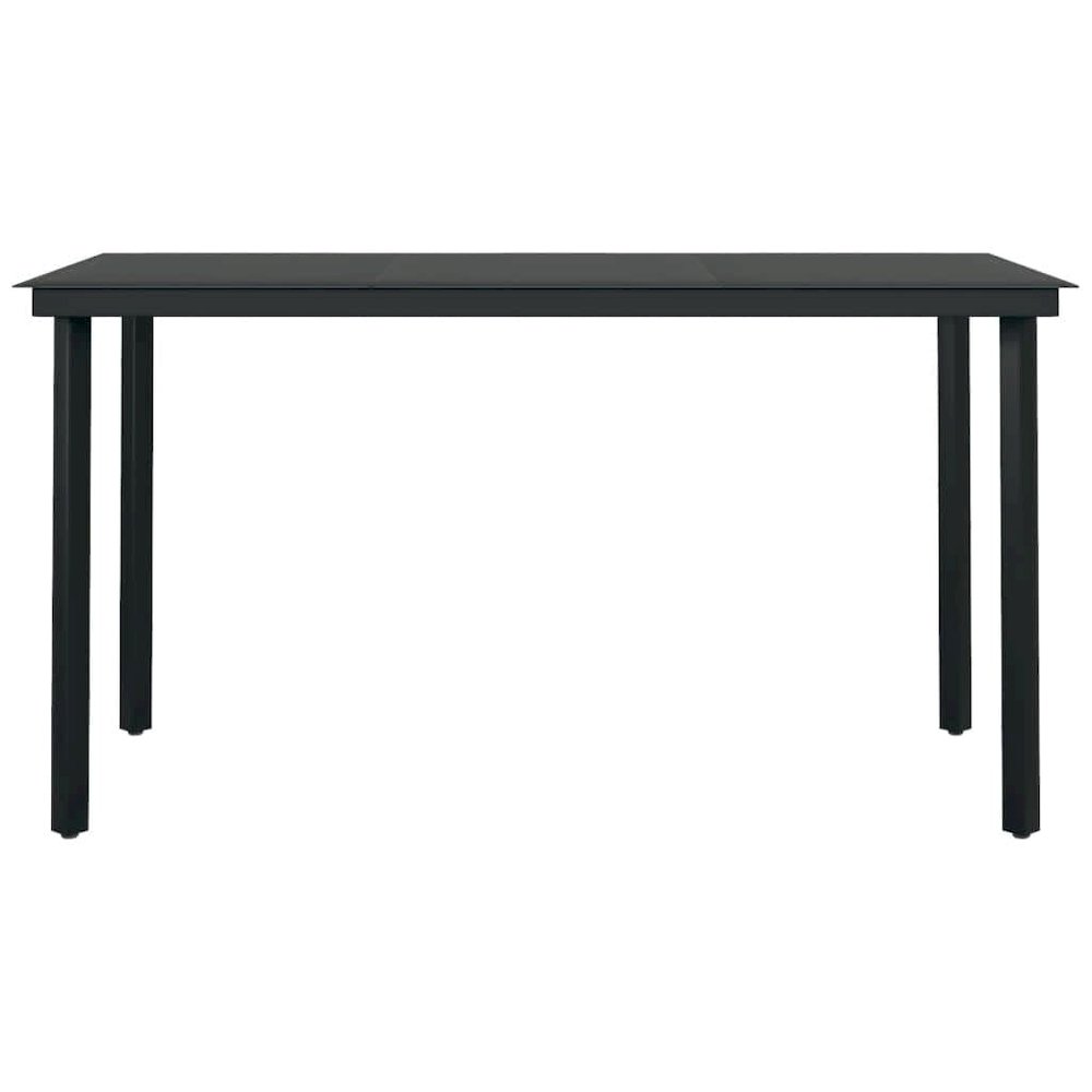 Garden Dining Set Black Powder-coated steel, glass, plastic Large. Picture 8
