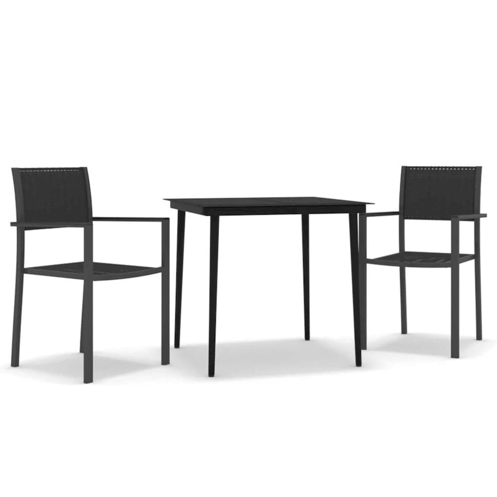 Garden Dining Set Black Powder-coated steel, glass, plastic. Picture 2