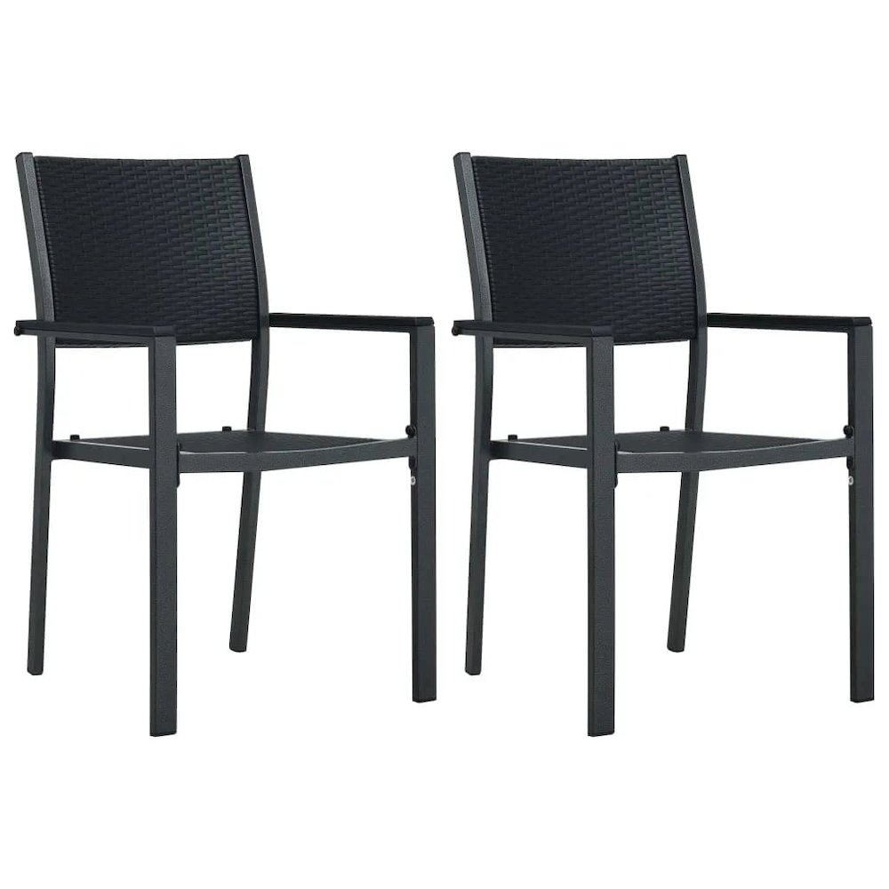 Garden Dining Set Black Powder-coated steel, glass, plastic. Picture 3