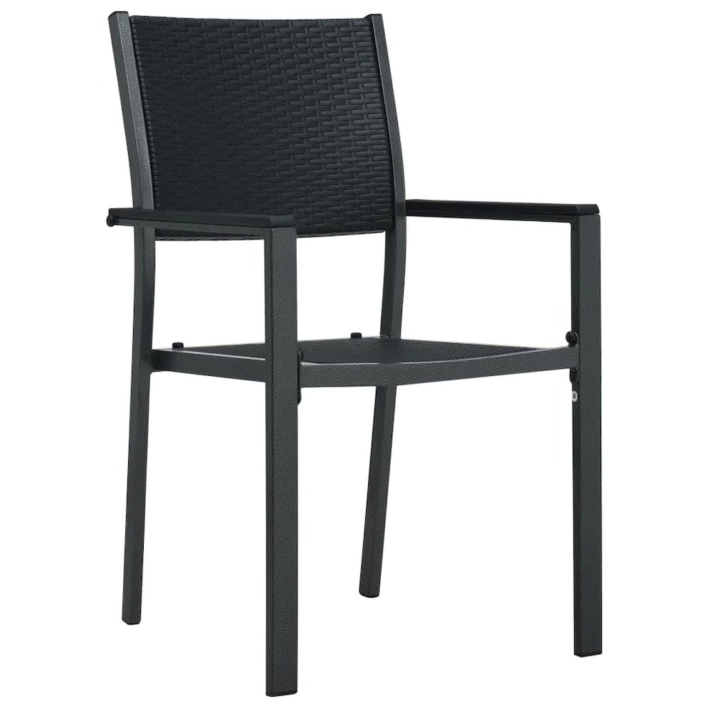 Garden Dining Set Black Powder-coated steel, glass, plastic. Picture 4