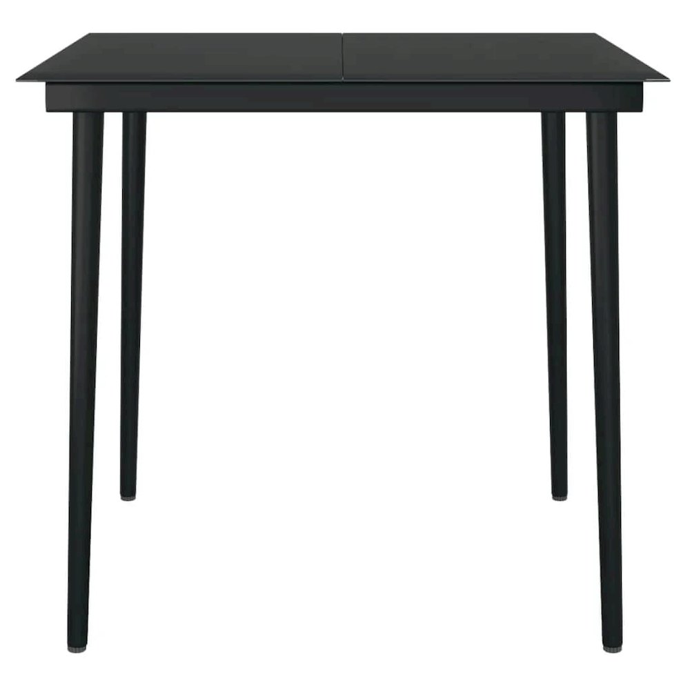 Garden Dining Set Black Powder-coated steel, glass, plastic. Picture 11